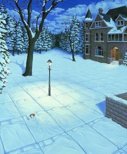 Ein Bett im Schneefeld