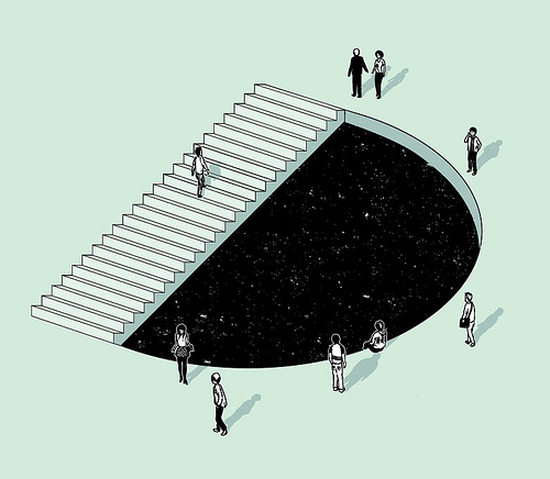 Die Treppe hinauffallen